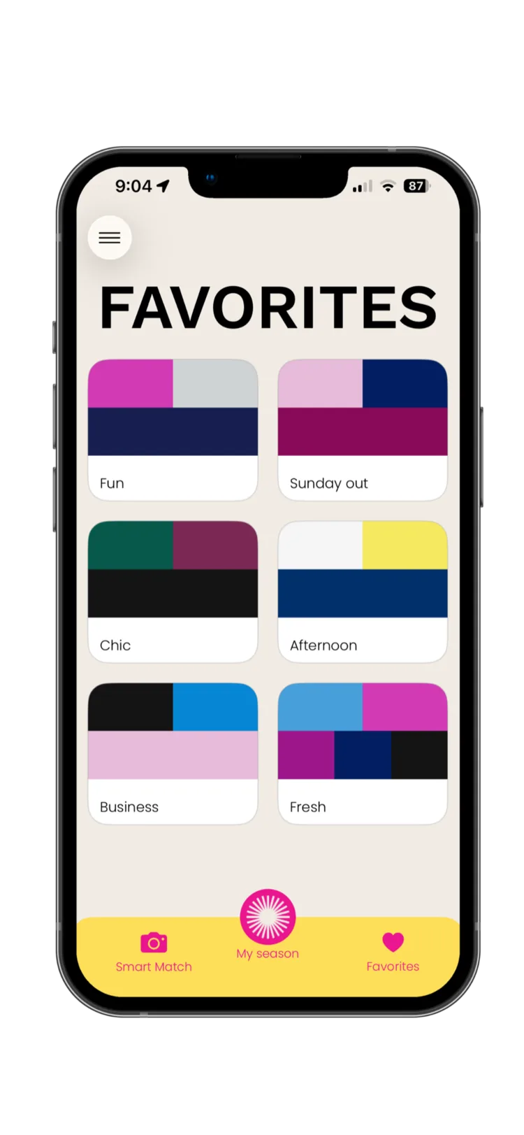 Color Curator: saved favorite color combinations
